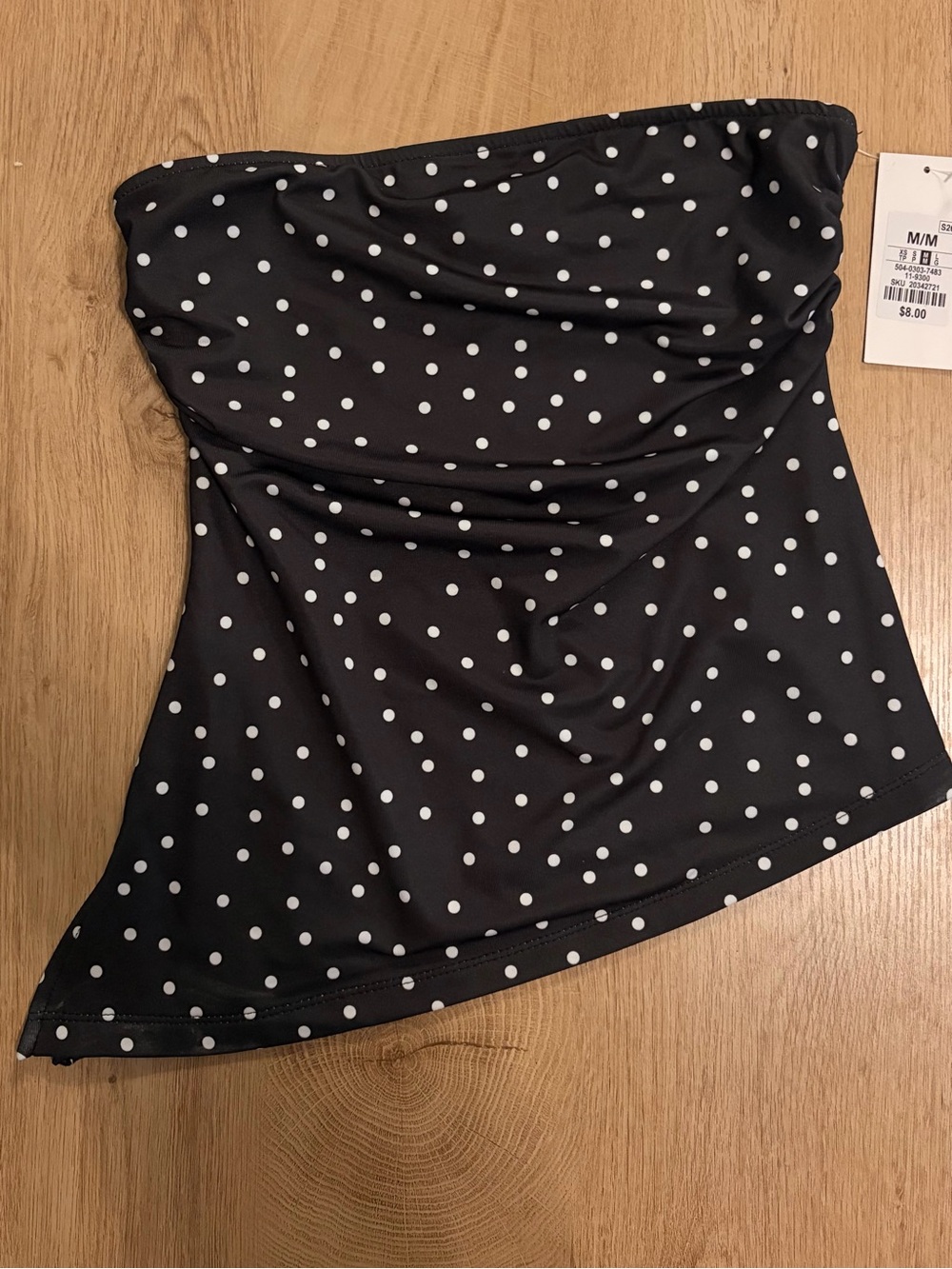 Black Polka Dot Asymmetrical Tube Top